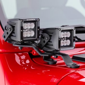 Jeep Wrangler Light Mounts - Windshield Cowl - Go Rhino - XE Windshield Cowl Light Mounts - Textured Black - `18-`20